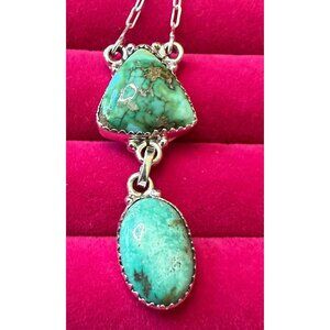 Sterling Silver Necklace With Sonoran Gold Turquoise Stones Pendant